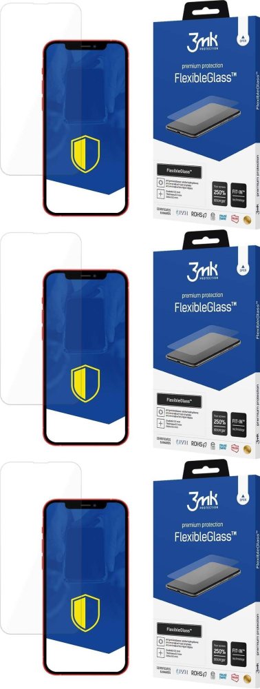 3x Szkło hybrydowe 3mk FlexibleGlass, do iPhone 13/13 Pro