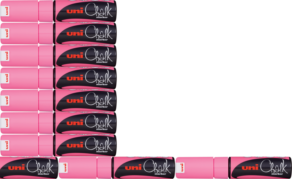 12x Marker kredowy Uni PWE-8K, ścięta, różowy