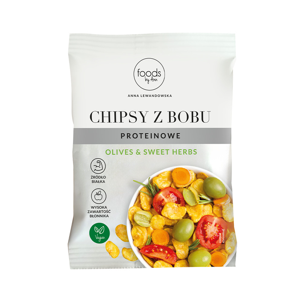 Chipsy z bobu Olives & Sweet Herbs, 60 g
