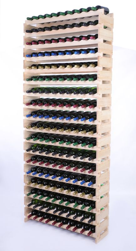 Stojak na wino MODO24 regał modułowy na butelki 18 leżni x 10 butelek montaż bez narzędzi naturalne drewno 1 szt.