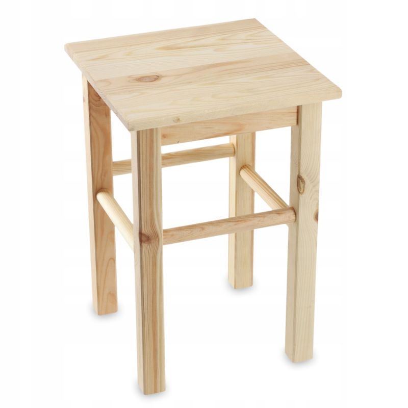 Taboret KADAX Drewniany Kuchenny Stołek Krzesło 43,5cm Solidny Sosnowy 1 szt.
