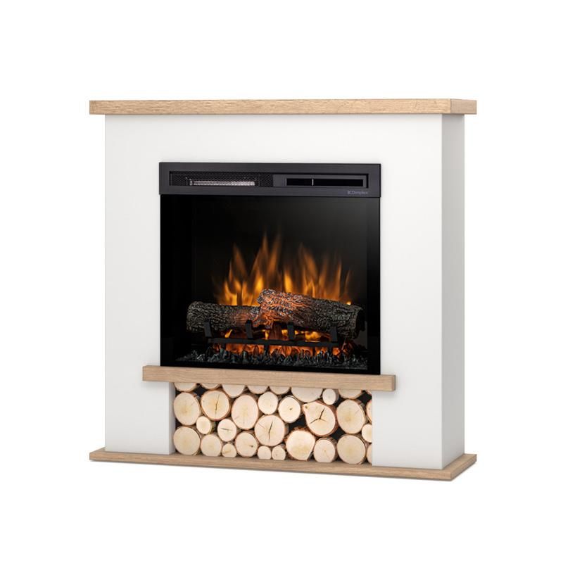 Kominek elektryczny Warmtec Tula 23" XHD 1400W energooszczędny LED biały mat z drewnem 1 szt.