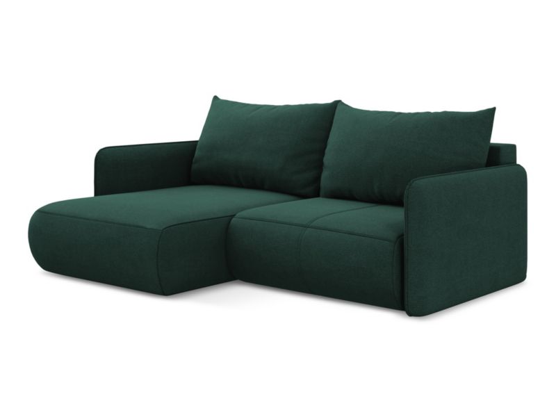 Narożnik lewostronny z funkcją spania LaMiaSofa PALERMO z tkaniny strukturalnej 207x148 cm butelkowa zieleń 1 szt.