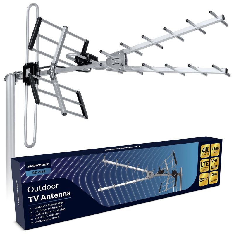 Antena TV zewnętrzna Berdsen BD-954 kierunkowa DVB-T2 Ultra HD 4K filtr LTE 1 szt.