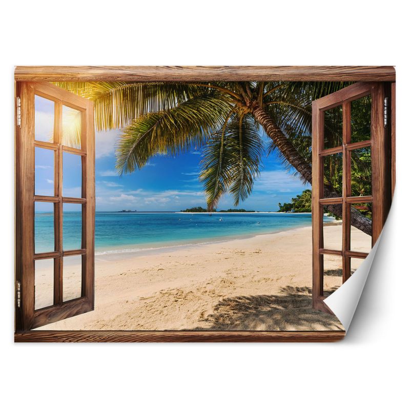 Fototapeta Feeby Widok z okna na Tropikalną plaże 150x105 1 szt