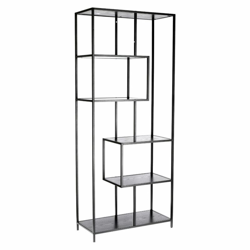 Regał na książki Oxford II do salonu INTESI czarny nowoczesny metalowy wysoki 77 cm 1 szt.
