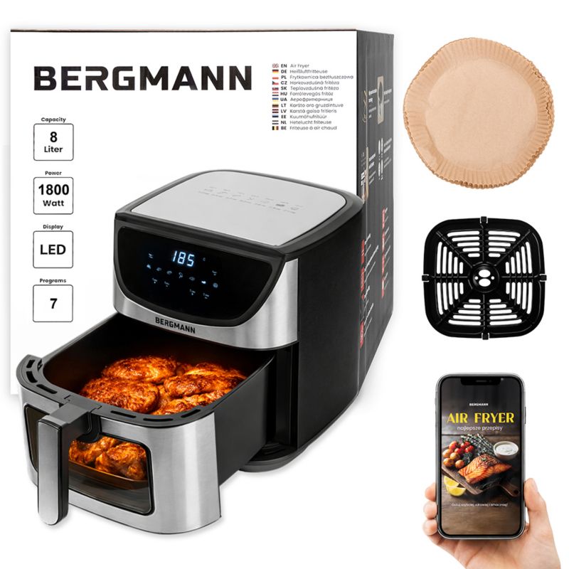 Frytkownica beztłuszczowa BERGMANN AirFryer 8l 1800W 1szt.