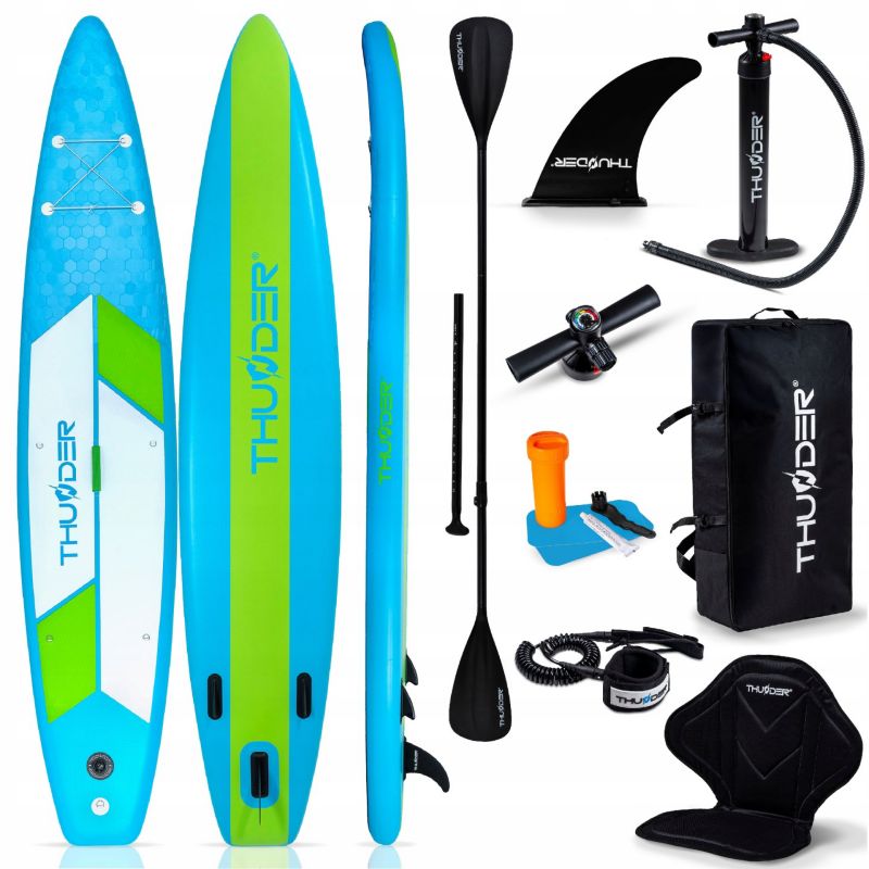 Deska SUP 380 cm pompowana do pływania Thunder wytrzymała zestaw z siedziskiem wiosłem i akcesoriami 1szt.