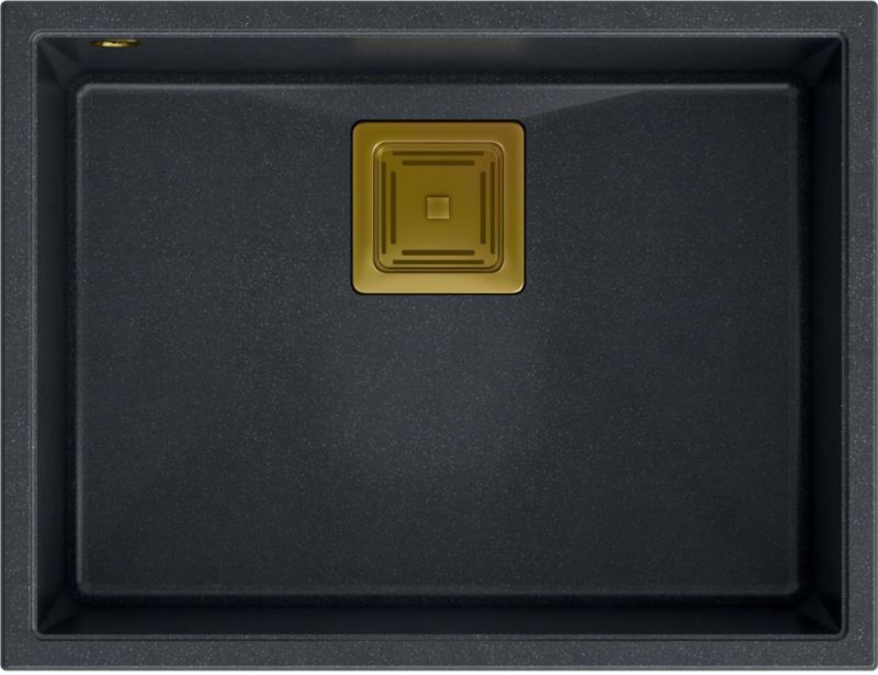 Zlewozmywak Quadron David 55x42cm czarny złoty GraniteQ 1-komorowy podwieszany 1 szt.