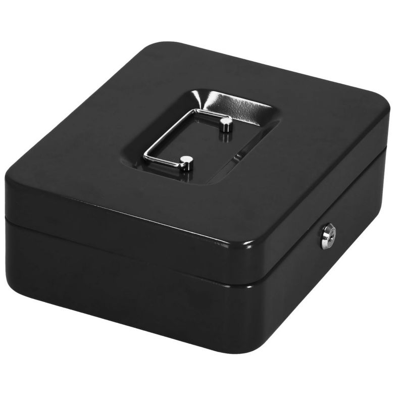 Kasetka na pieniądze Springos 30x24x9 cm metalowy sejf pudełko czarne 1 szt.