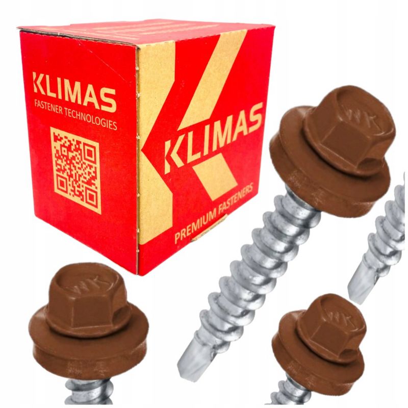 Wkręty Klimas farmerskie RAL 8003 BRĄZ MIODOWY 4,8x35 farmery DO BLACHY ocynk 250 szt.