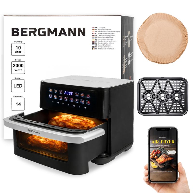 Frytkownica beztłuszczowa na gorące powietrze frytownica BERGMANN AirFryer 10l 2000W 1szt.