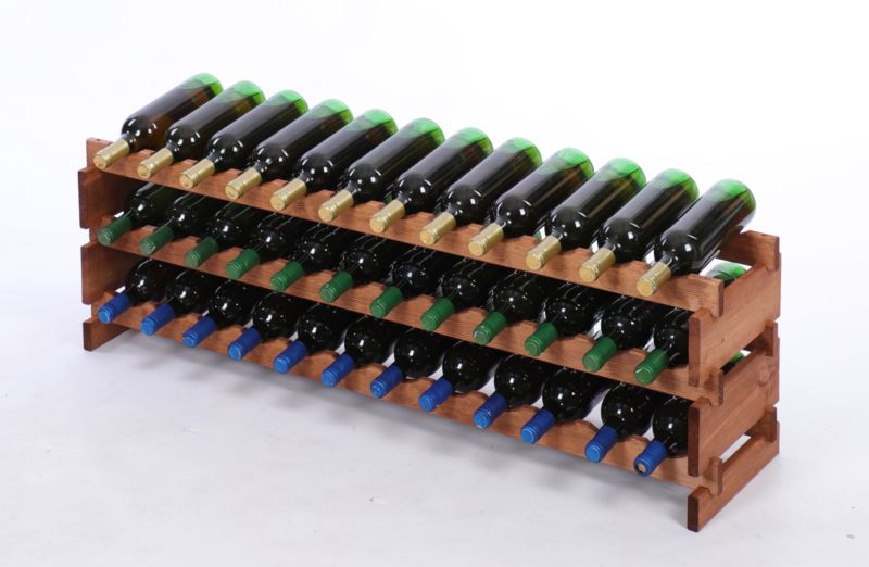 Stojak na wino MODO24 regał modułowy na butelki 3 leżnie x 12 butelek montaż bez narzędzi impregnacja brązowa 1 szt.