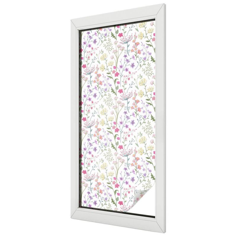 Witraż Samoprzylepny Wallfluent 50x116 cm Stylowa Dekoracja Okna Kwiatowy wzór roślinny 1 rol.
