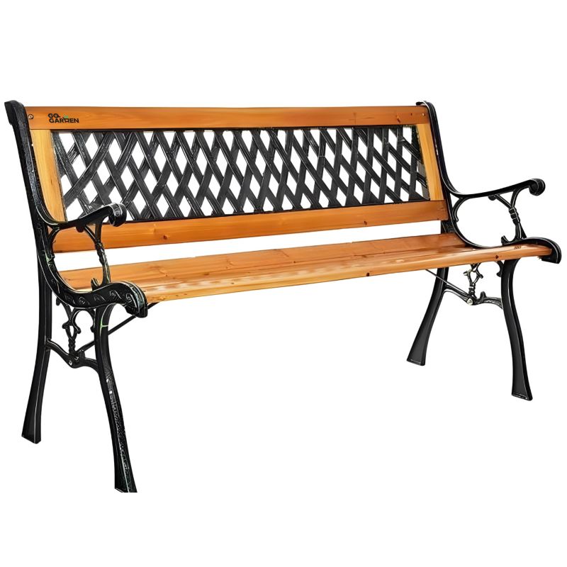Ławka Ogrodowa Gogarden Drewniana Z Oparciem Metalowa Konstrukcja 125 Cm 1 Szt