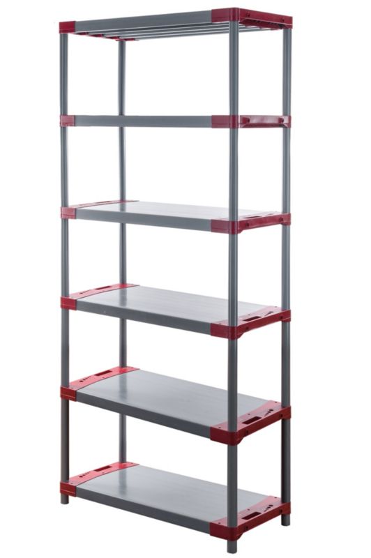 Regał plastikowy MODO24 czerwony wzmocniony do piwnicy 222x100x46 cm modułowy wodoodporny eco 1 szt.
