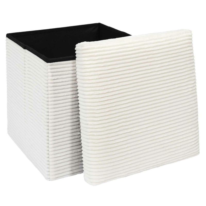 Pufa ze schowkiem BOXY HowHomely kremowy kwadratowa 38x38 cm 1 szt.