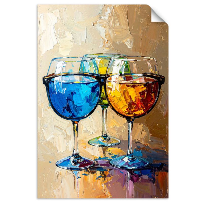 Naklejki samoprzylepne do salonu sypialni Feeby Kieliszki Napój Koktail 30x45cm 1szt