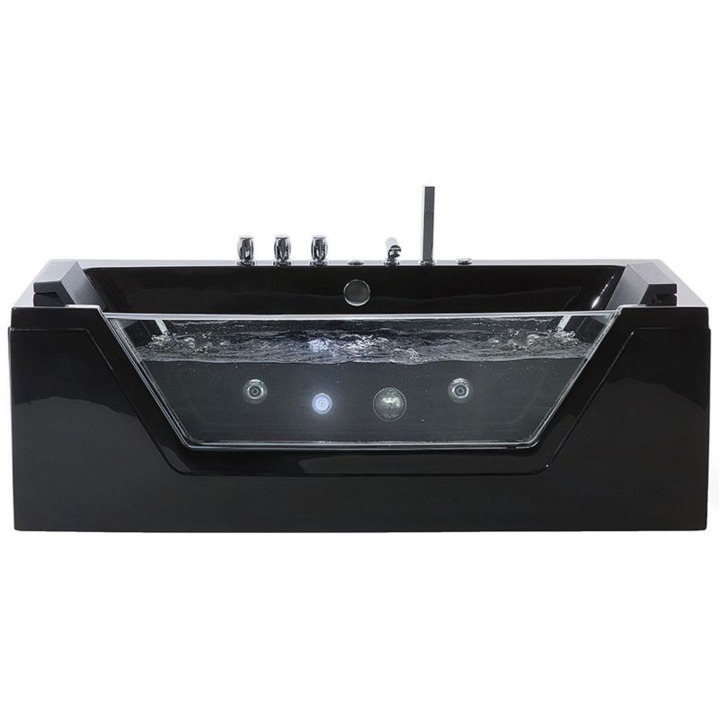 Wanna narożna z hydromasażem LED Samana 174 x 79 cm Czarny 1 szt.