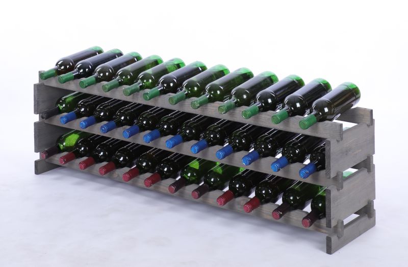 Stojak na wino MODO24 regał modułowy na butelki 3 leżnie x 12 butelek montaż bez narzędzi impregnacja szara 1 szt.
