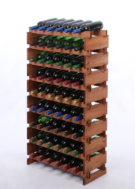 Stojak na wino MODO24 regał modułowy na butelki 9 leżni x 6 butelek montaż bez narzędzi impregnacja brązowa 1 szt.