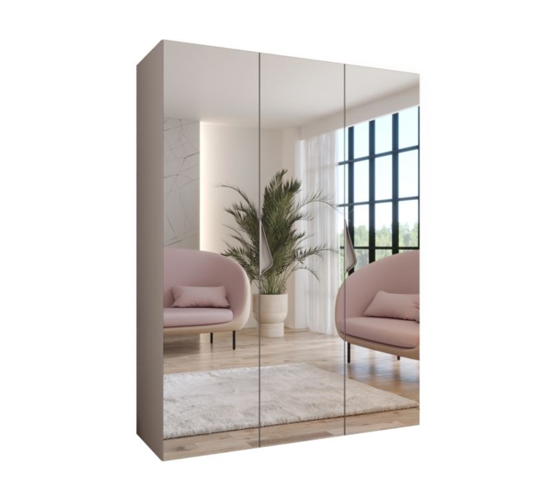 Szafa uchylna z lustrem z lustrem otwierana Abiks SANDI 3 150 wys 202 cm Kaszmir + Kaszmir 1 szt