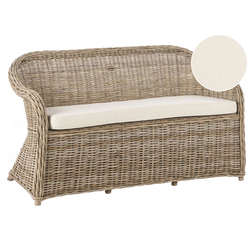 Ławka ogrodowa z poduchą Susua 150 cm Rattan Naturalny 1 szt.