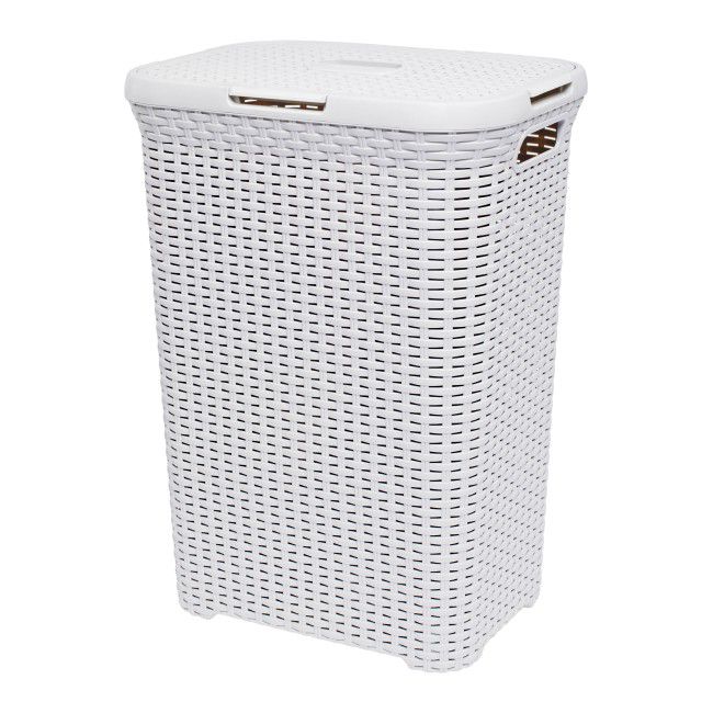 Kosz na bieliznę Curver Natural Style 60 l kremowy