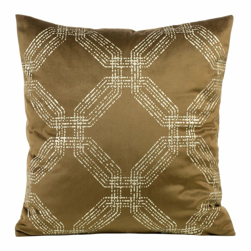 Poszewka BLINK 30 Eurofirany 45 x 45 cm miodowa welwetowa z geometrycznym błyszczącym nadrukiem 1 szt.