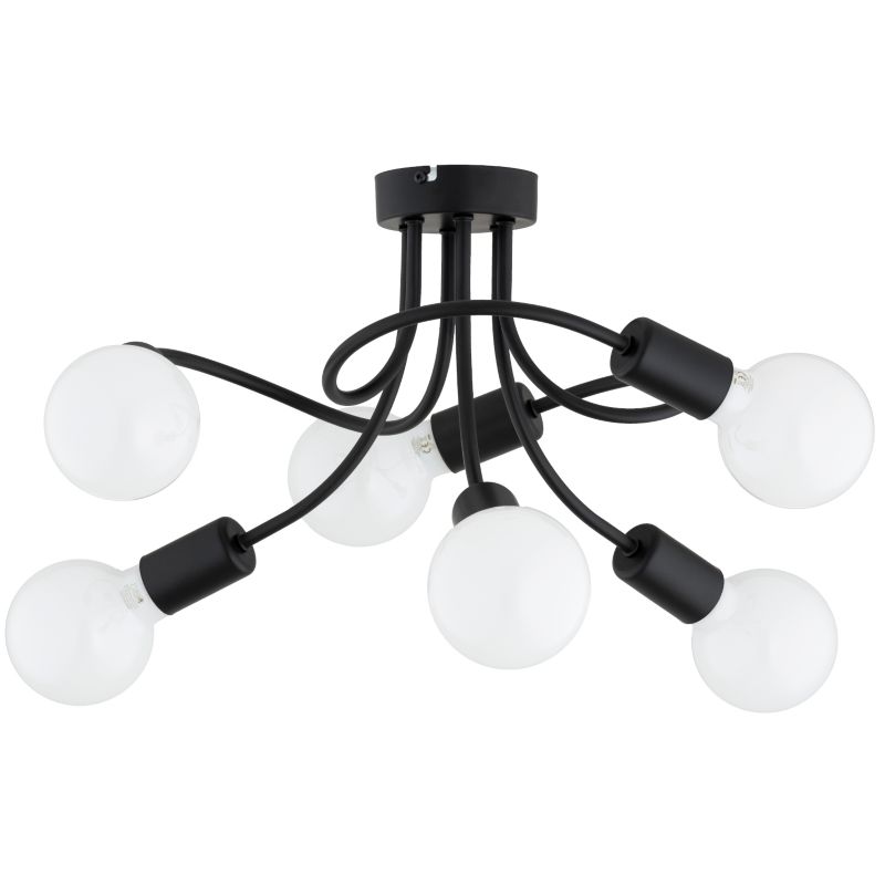 Lampa wisząca splątane ramiona Alfa HITO czarna 6xE27x15W IP20 wym:28x46x46cm - 1 szt.