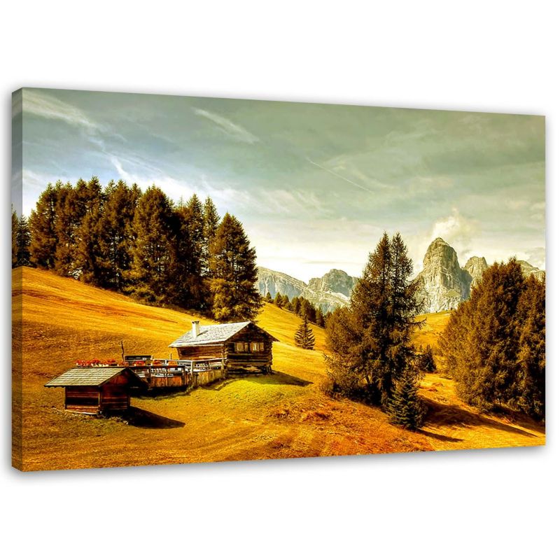 Obraz na płótnie Feeby Domek w górach pejzaż natura 90x60cm 1szt