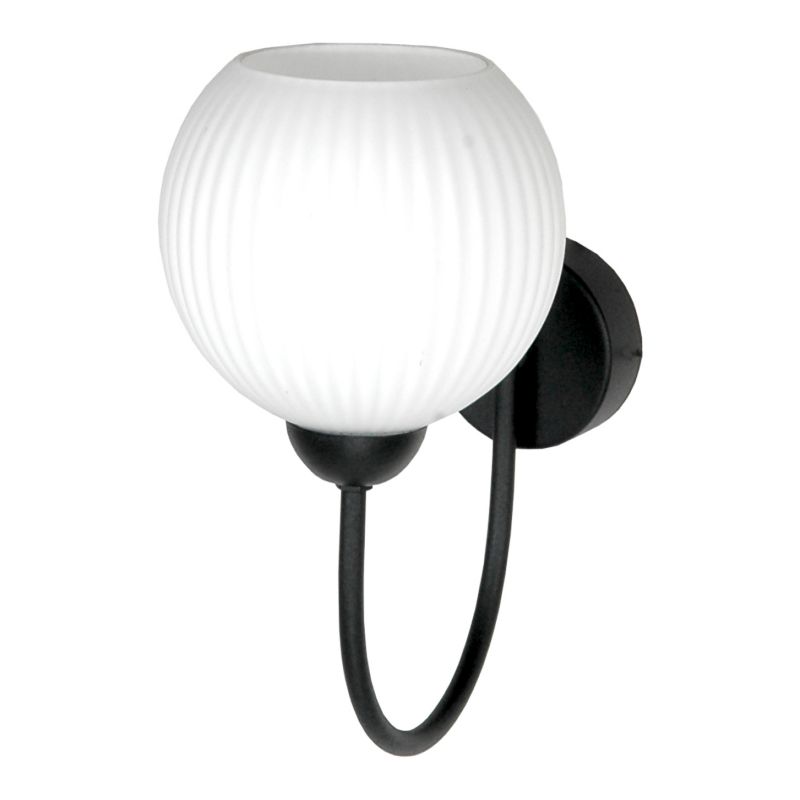 KINKIET DO ŁAZIENKI ŚCIENNY CZARNY NAD LUSTRO BIAŁY KLOSZ LED 1xE27 15-393 BODO