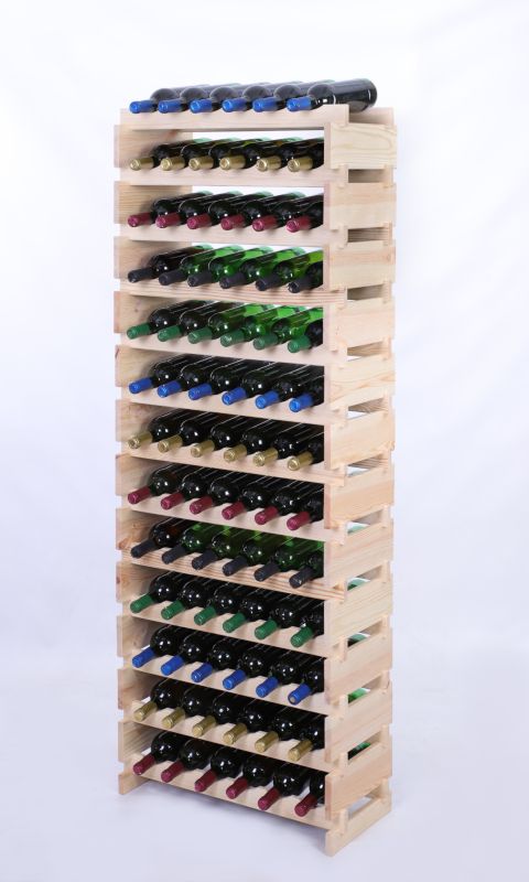 Stojak na wino MODO24 regał modułowy na butelki 13 leżni x 6 butelek montaż bez narzędzi naturalne drewno 1 szt.