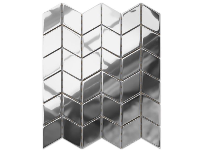 Mozaika szklana Ilcom chevron romb silver srebrna chrom metallic 30.5 x 26.5 cm 1 szt.