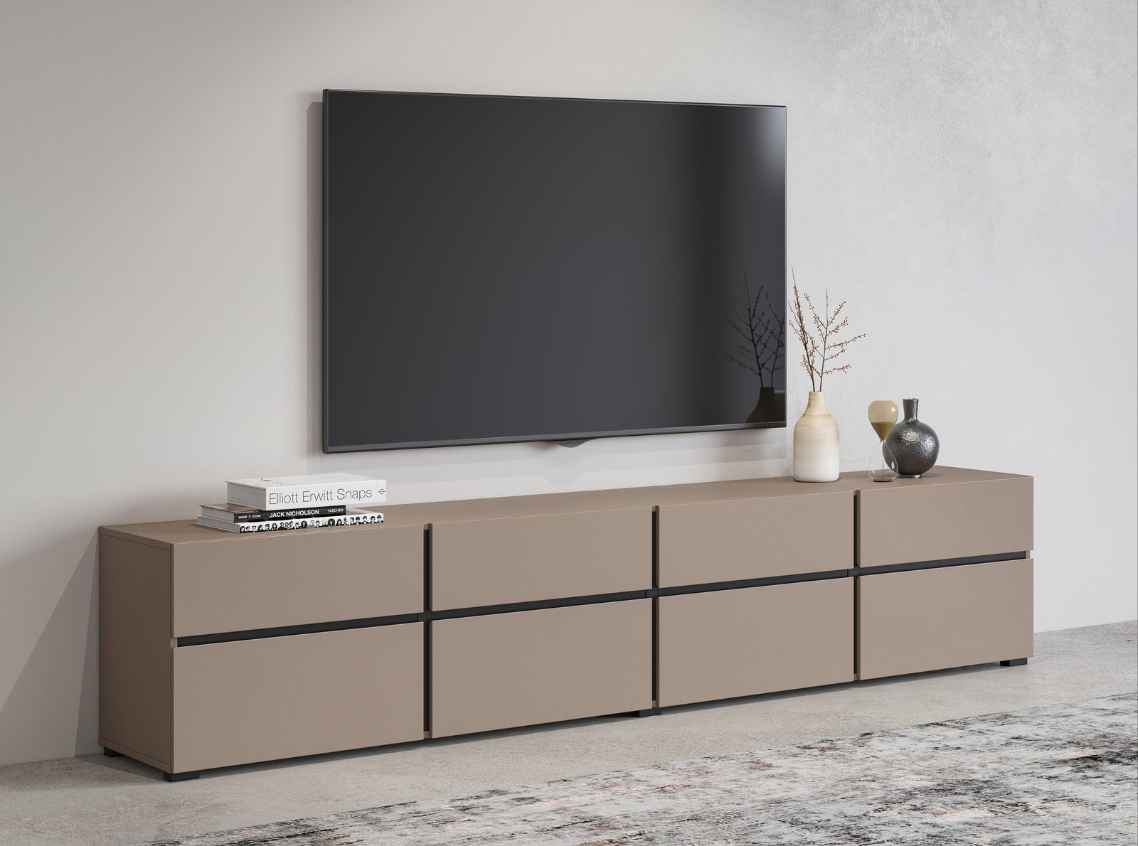 Szafka RTV do salonu pod telewizor 225 cm z szufladami CROSS
