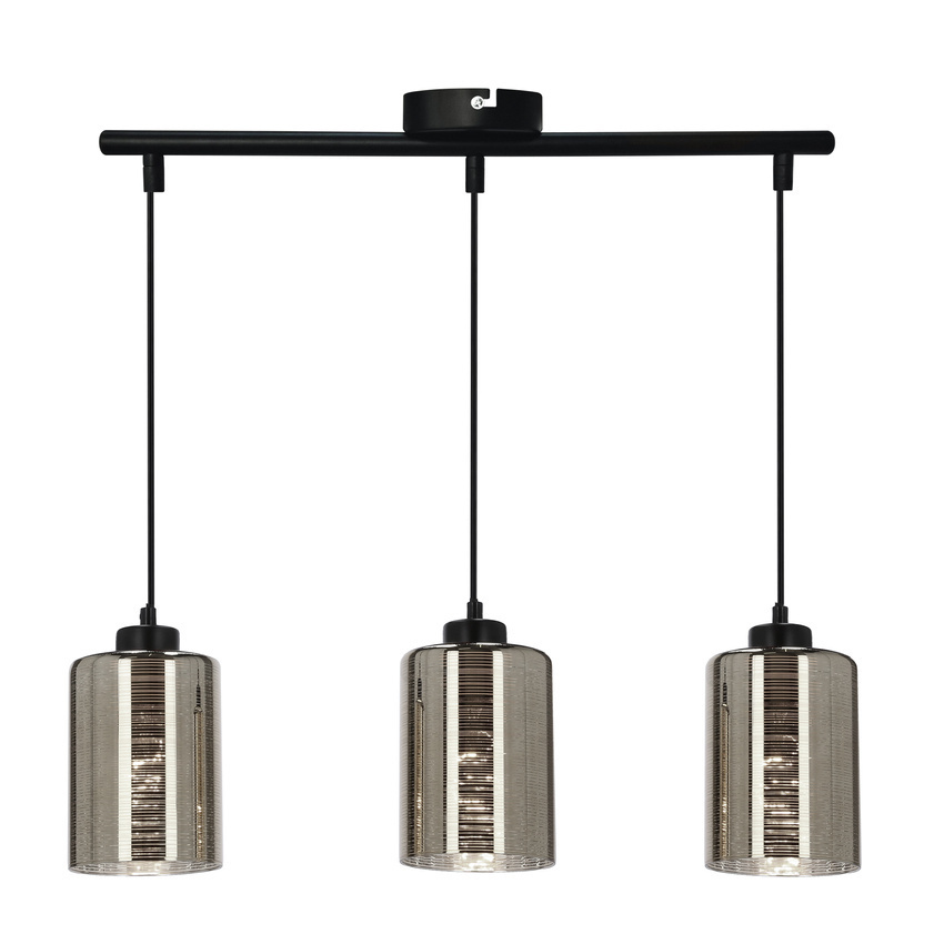 Chromowa lampa wisząca 3-punktowa do salonu COX metal szkło