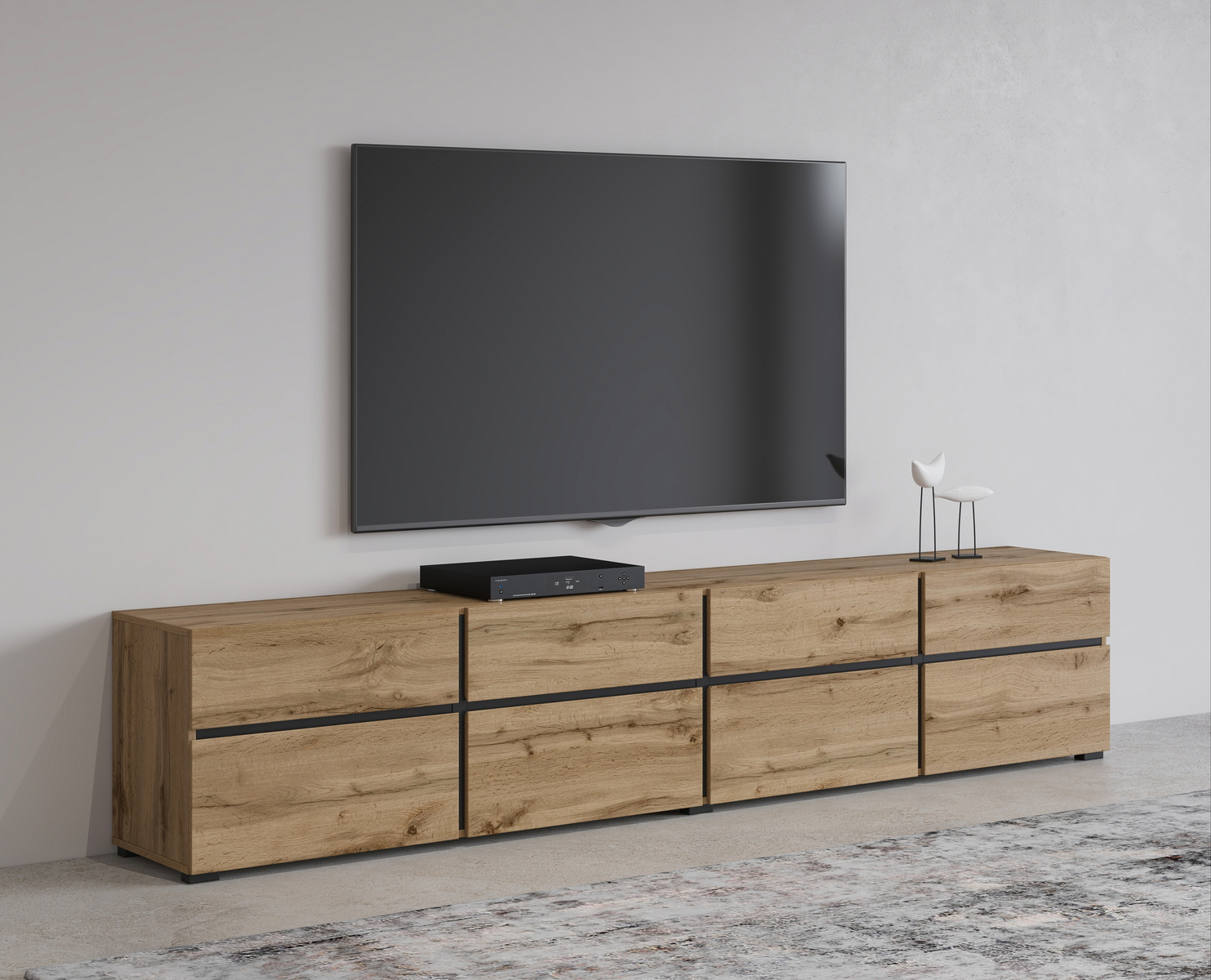 Szafka RTV do salonu pod telewizor 225 cm z szufladami CROSS
