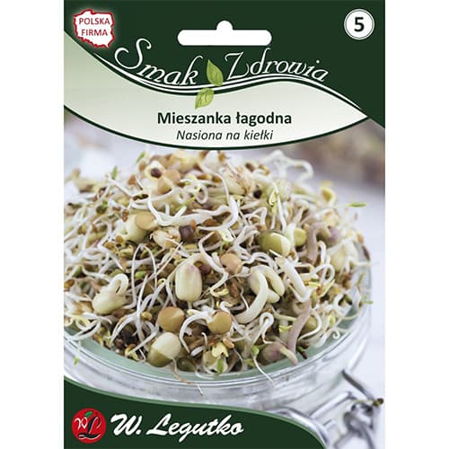 1 szt, Nasiona na kiełki - mieszanka łagodna - Nasiona: Ilość w opakowaniu: 30 g