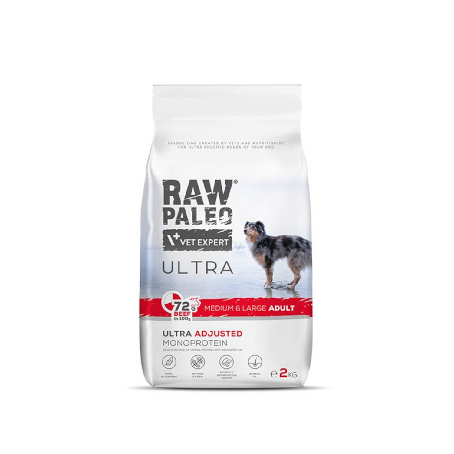 Beef Adult Medium & Large | RAW PALEO Ultra | 2kg | Sucha karma z wołowiną dla psów ras średnich i dużych