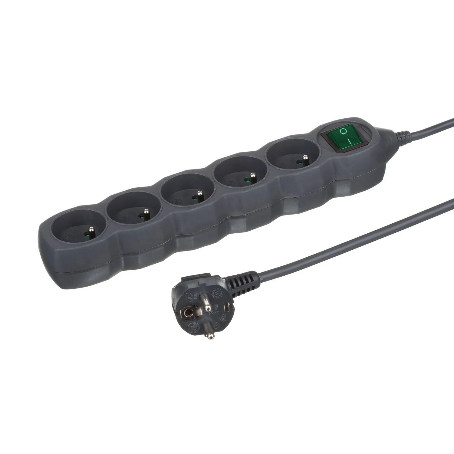 Düwi Przedłużacz 5-gniazdowy 2P+Z 3x1,0 mm2 grafitowy 1,5 m