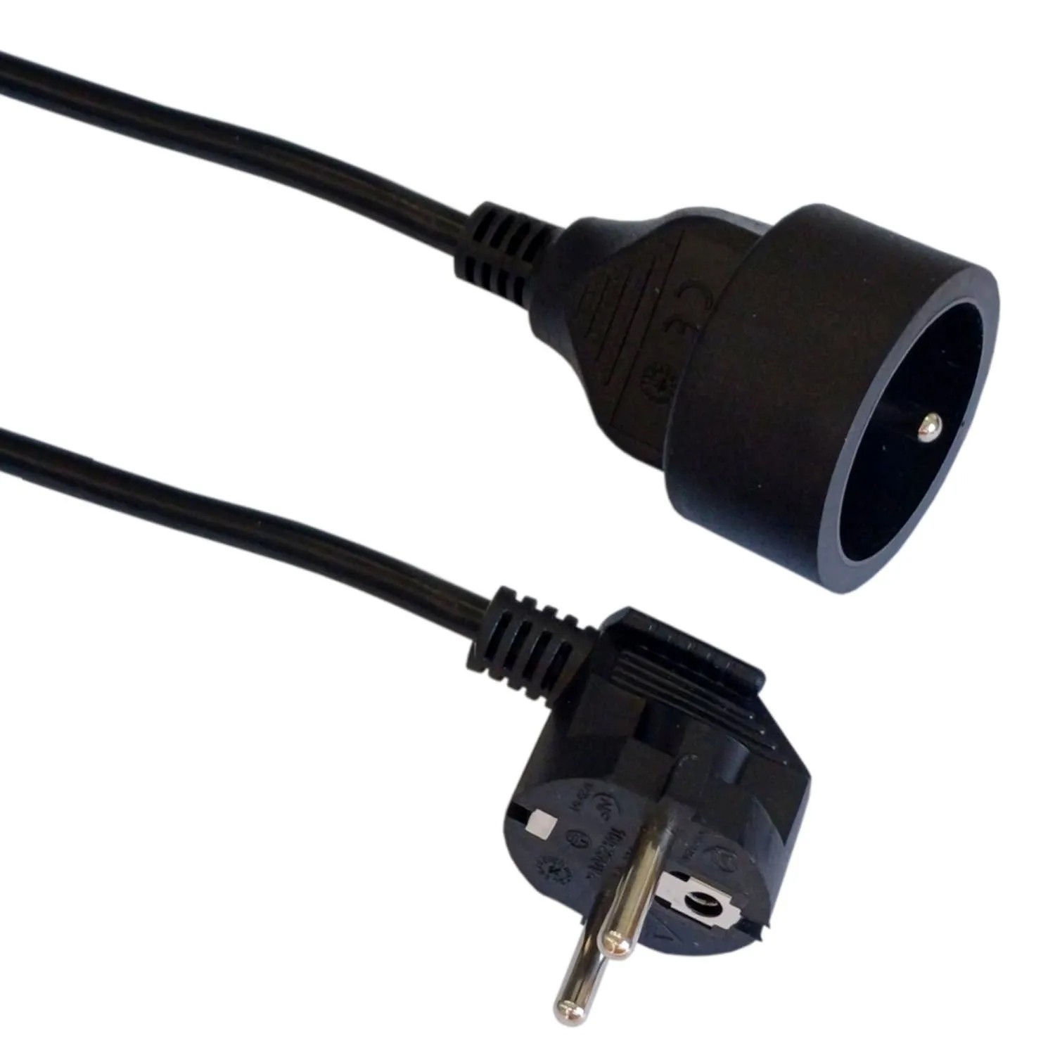 Düwi Przedłużacz 1-gniazdowy 2P+Z 3x1,0 mm2 czarny 1,5 m
