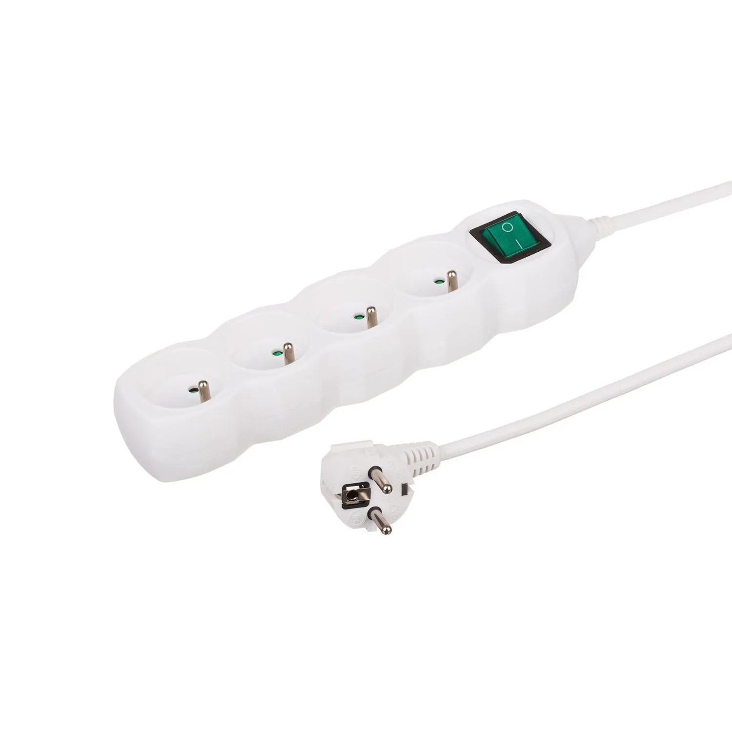 Düwi Przedłużacz listwowy 4-gniazdowy z włącznikiem 2P+Z 3x1,0mm2 biały 1,5 m