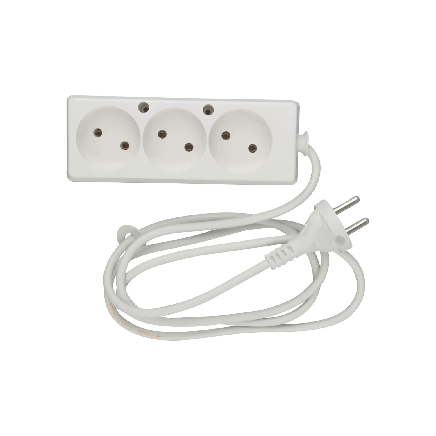 Düwi Przedłużacz 3-gniazdowy 2P 2x1,0 mm2 biały 1,5 m