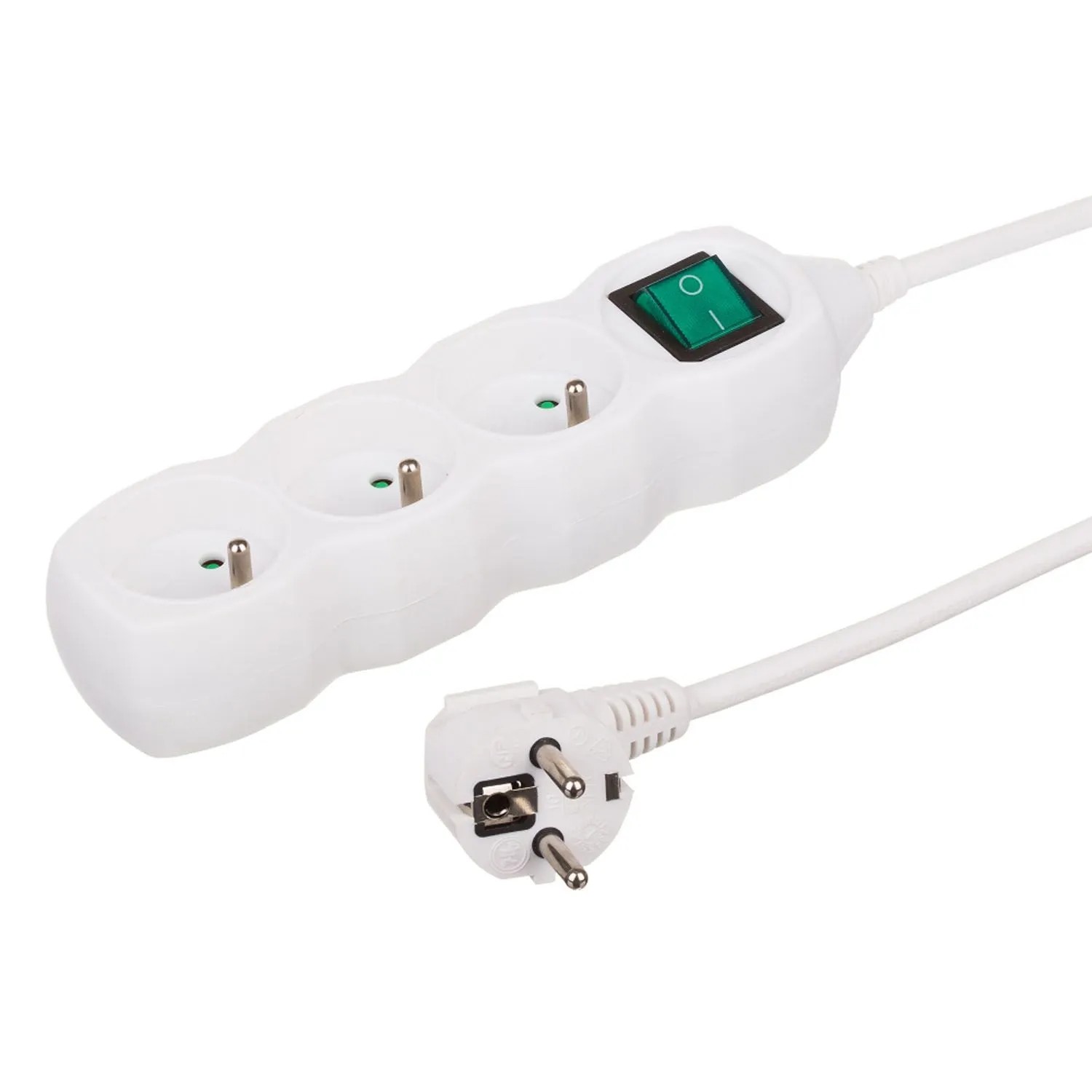 Düwi Przedłużacz listwowy 3-gniazdowy z włącznikiem 2P+Z 3x1,0 mm2 biały 1,5 m