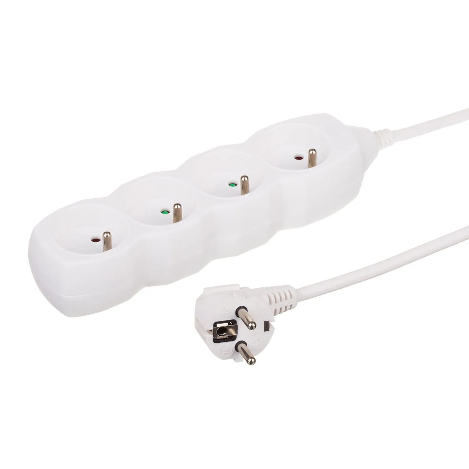 Düwi Przedłużacz listwowy 4-gniazdowy 2P+Z 3x1,0 mm2 biały 1,5 m