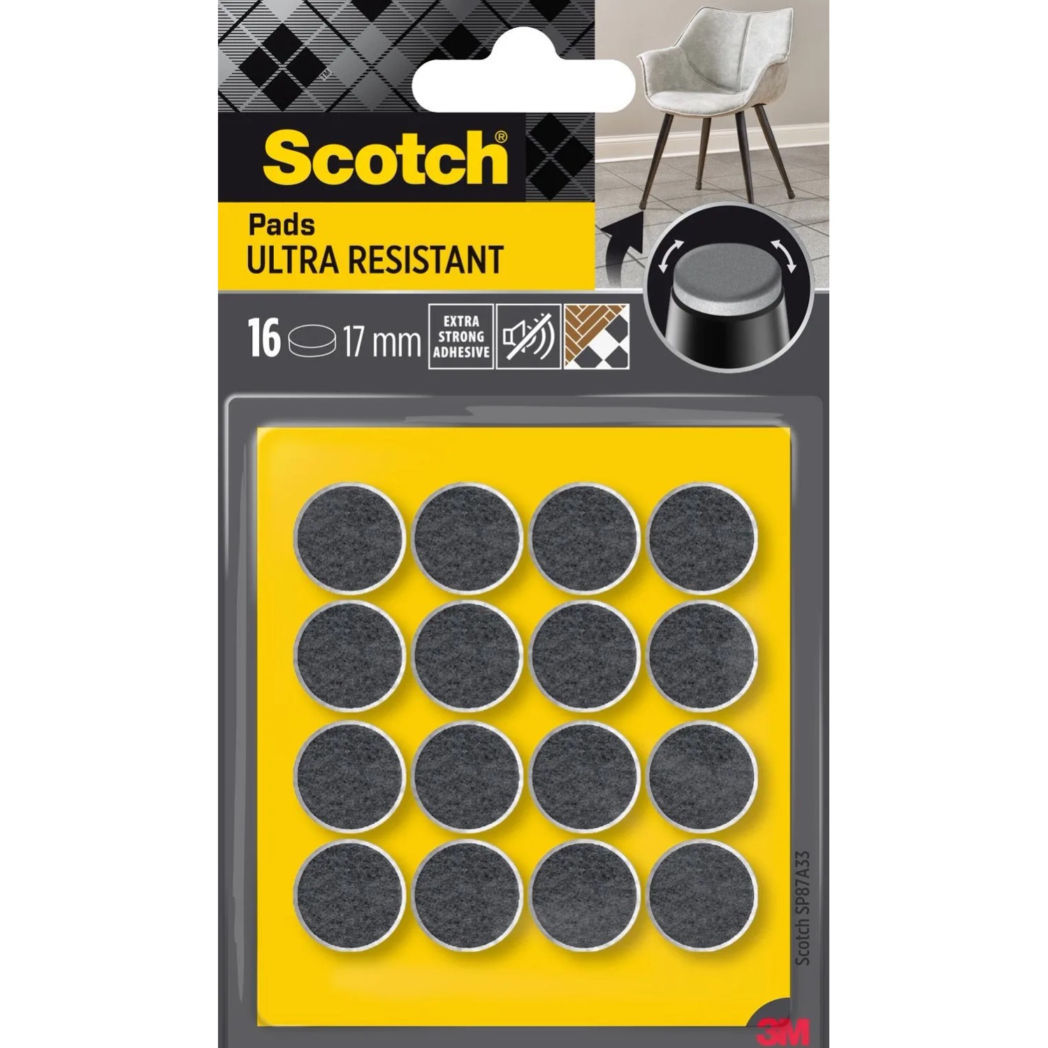 3M Scotch Podkładki filcowe ultra odporne 17mm,16szt