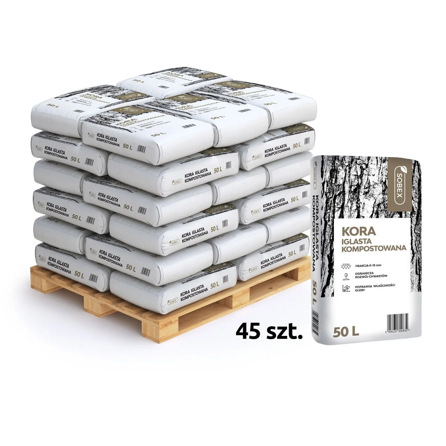 Sobex Kora ogrodowa iglasta kompostowana 0-15 mm - 45 x 50 l