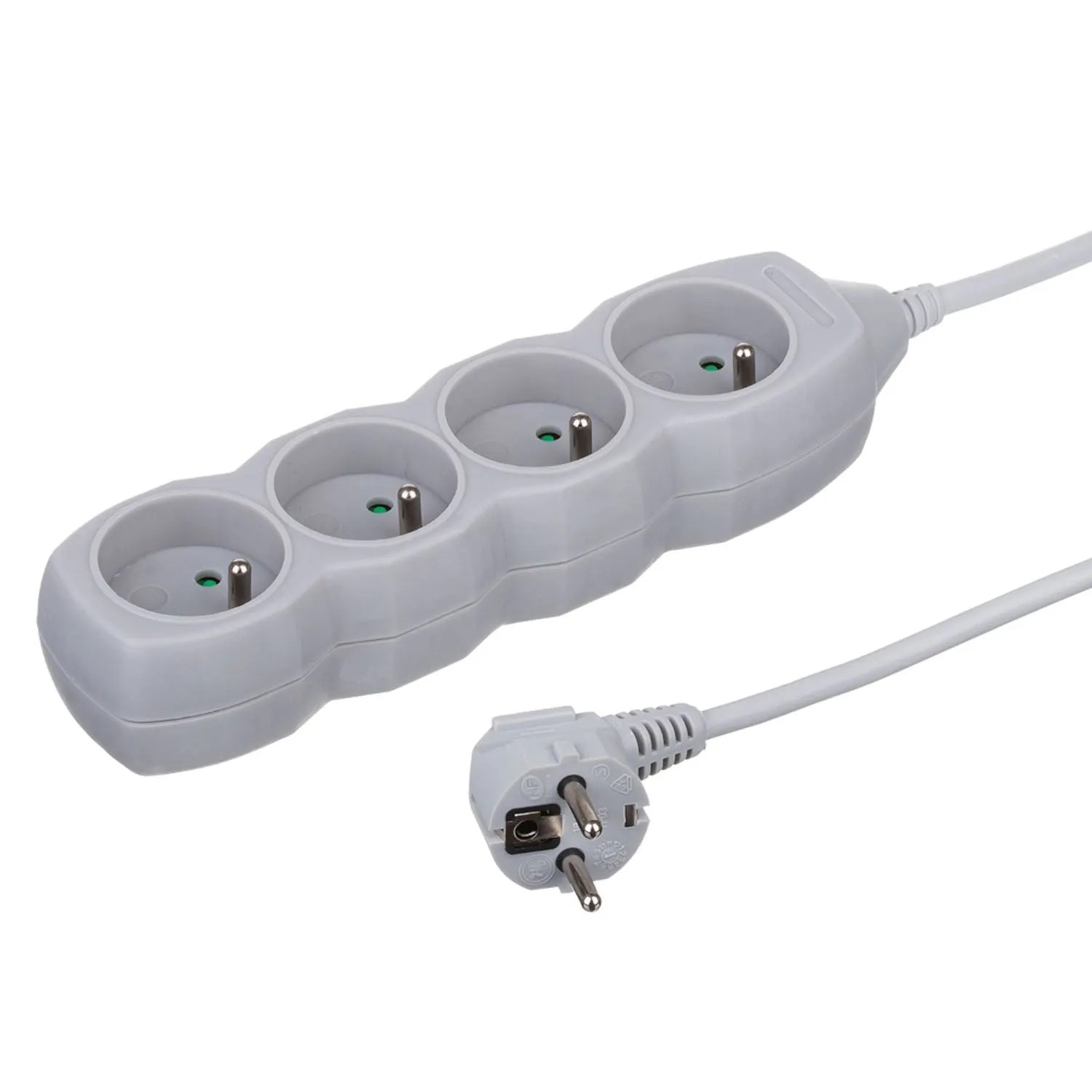 Düwi Przedłużacz listwowy 4-gniazdowy 2P+Z 3x1,0mm2 szary 3 m