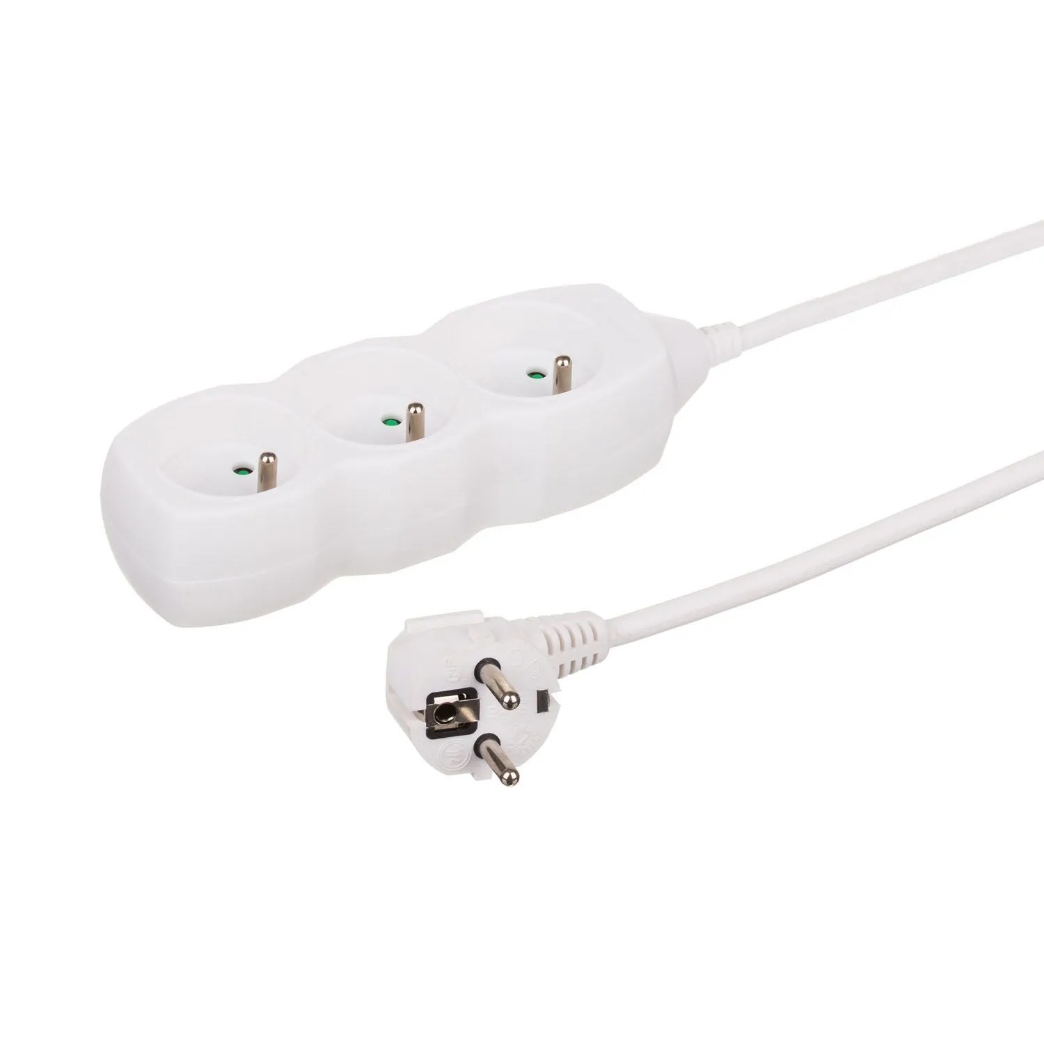 Düwi Przedłużacz listwowy 3-gniazdowy 2P+Z 3x1,0 mm2 biały 1 m