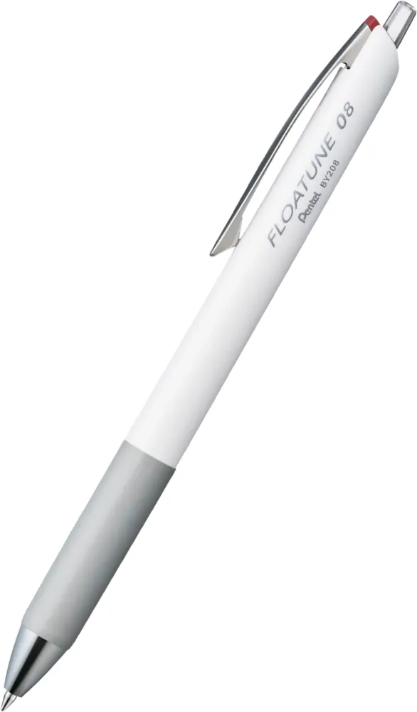 Pióro kulkowe automatyczne Pentel Floatune BY208, 0.8mm, biało-szara obudowa, wkład czerwony